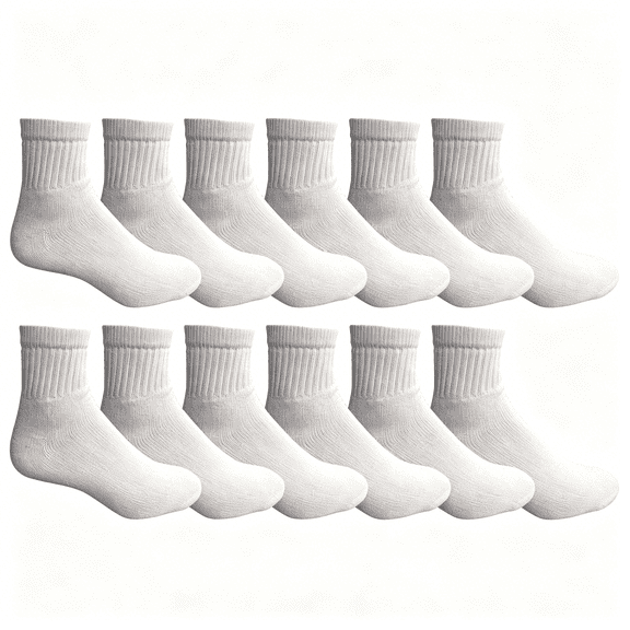 TELOLY 12 Pairs Men'S White Ankle Socks Quarter Length,10-13,Soft and Breathable Everyday Socks for Work,Sports and Casual Activities