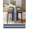 thumbnail image 3 of ERUNPONLY Vintage Striped Table Runner - 72 Inch Long Midnight Blue Modern Simple Lines Cotton and Linen Blended Dress Scarves Farmhouse Table Runner for Kitchen Dining, Coffee Table, 16"x72", 3 of 8