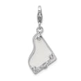thumbnail image 3 of Sterling Silver Rhodium-Plated Polished 3-D Enameled Grand Piano With Heart Scroll Charm With Fancy Lobster Clasp, 3 of 4