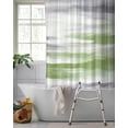 thumbnail image 2 of Split Shower Curtain for Transfer Bench, Sage Green Gray Fabric Shower Curtains for Bathroom, Neutral Abstract White Ombre Texture Tub Sliding Transfer Bench Waterproof Bath Curtains 72"x72", 2 of 9