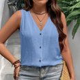 thumbnail image 2 of Tops de Color Sólido para las Mujeres Botón Cuello Redondo 3/4 Manga Blusa Casual, las Mujeres de Entrenamiento Tops Suave Transpirable, 2 of 8