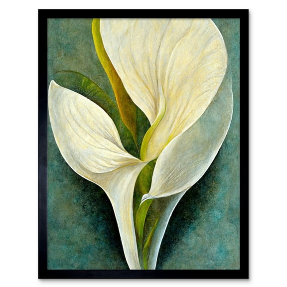 Single White Calla Lily Flower Petal Detail Modern Art Print Framed Poster Wall Decor 12x16 inch