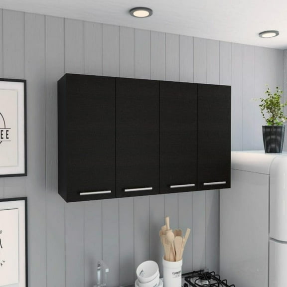 We Have Furniture Kitchen Cabinet Durham, Four Doors, Black Wengue Finish
