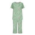 thumbnail image 4 of Generic Summer Womens Pajama Sets 2 Piece Sleepwear Henley Neck Short Sleeve Capri Pant With Pockets, 4 of 4