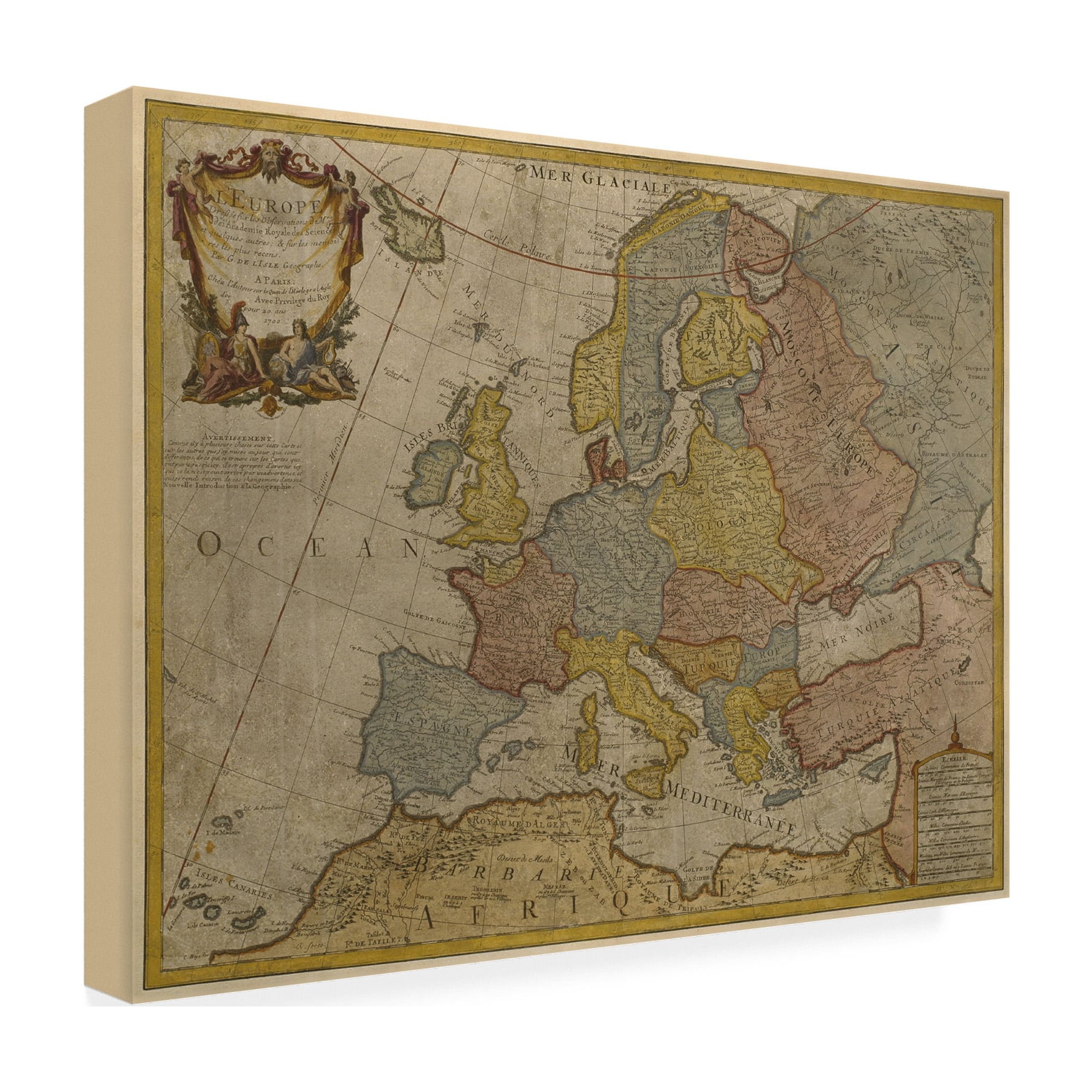 Trademark Art 'Delisle 'Map of Europe, 1700' Canvas Art by Paris Guillaume