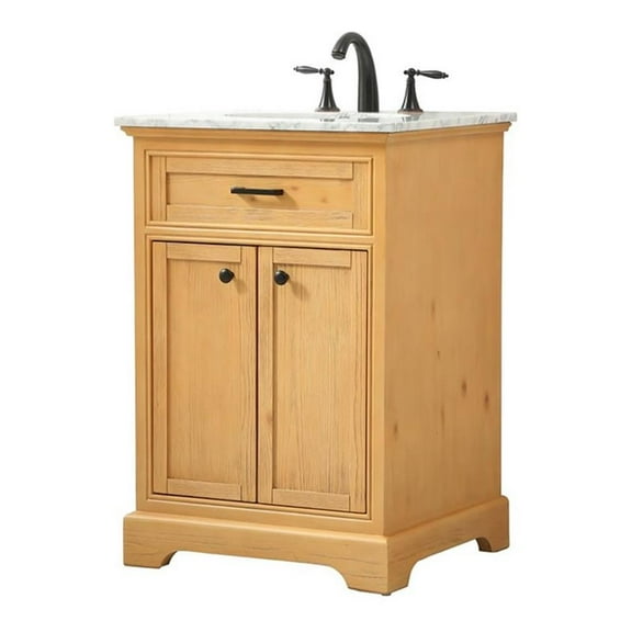 Elegant Decor Americana 24" Aluminum MDF Single Bathroom Vanity in Natural Wood