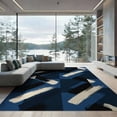 thumbnail image 2 of ODIKA 8'x10' Washable Area Rug Navy Covering Bold Contemporary Motif Overlapping Pile Large for Dining Room, Office, Lounge, Non-Slip Chair-Friendly Mat, 2 of 7