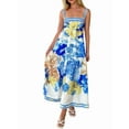 thumbnail image 2 of Women Boho Floral Maxi Dress Y2k Sleeveless Long Dress Print Spaghetti Strap A Line Dress Vacation Beach Sundress Blue S, 2 of 9