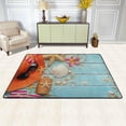 thumbnail image 2 of Dreamtimes Holiday Beach Starfish Seashells Area Rug 72x48in Old Blue Wooden Board Non-Slip Floor Carpet Comfort Floor Mats Decor for Indoor Living Dining Room and Bedroom Area, 2 of 7