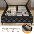 thumbnail image 3 of Afuhokles Twin Size Lift Up Storage Bed Frame with LED Storage Headboard and Charging Station, Upholstered Bed Frame, Hydraulic Storage, PU Black, 3 of 8