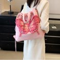 thumbnail image 3 of Shoulder Messenger Bag Butterflies Pattern Large Capacity Chain Straps Women Cloth Bag Pink Free Size, 3 of 8