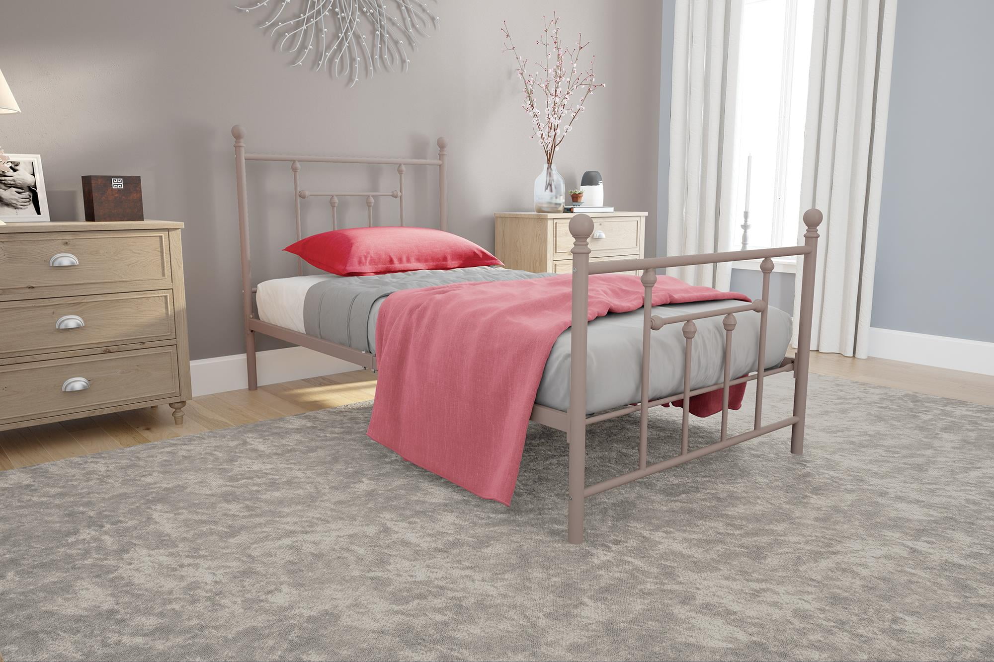 DHP Manila Metal Bed, Millennial Pink, Twin