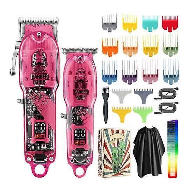 Set de cortapelos inalámbrico con cuerpo transparente y recortadora eléctrica, combo de aseo 2 en 1.