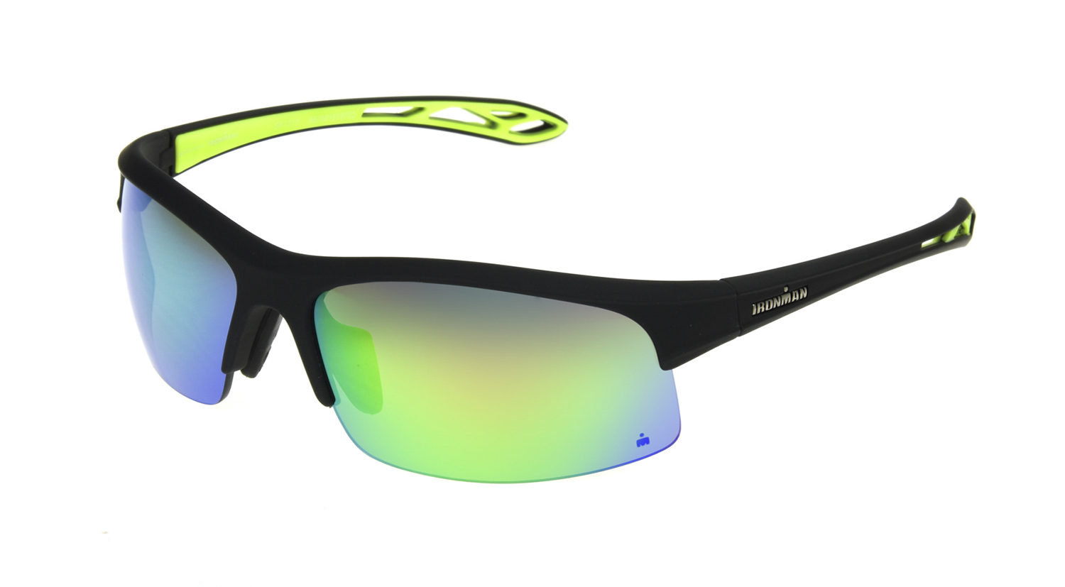 Ironman Men's Blade Fashion Sunglasses with Green Mirror Lenses, Black photo 2