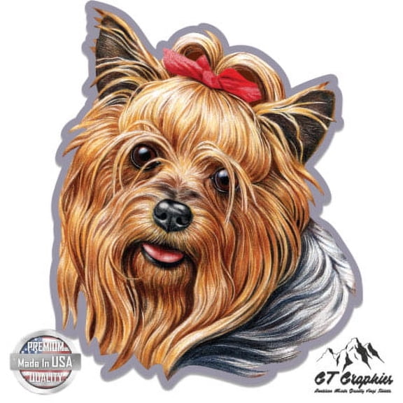 Yorkie Yorkshire Terrier - 3" Vinyl Sticker - For Car Laptop I-Pad Phone Helmet Hard Hat - Waterproof Decal