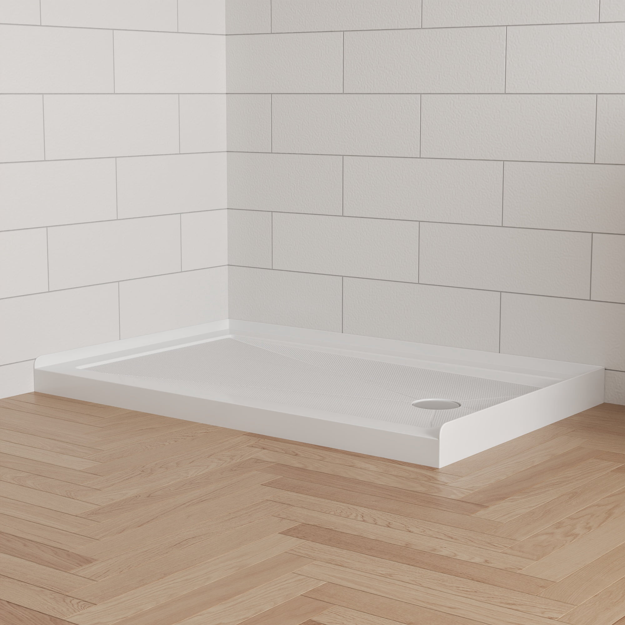 DeerValley Rectangular 48 in. L x 30 in. W Acrylic Alcove Shower Pan Base with Right Drain in White