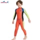 thumbnail image 4 of Traje de neopreno para niños Trajes de neopreno Resistencia a los arañazos para niños Protección UV Traje de baño de snorkel con cremallera trasera Traje de surf Manga verde naranja M 2.5MM Noticed OD003690-02, 4 of 7