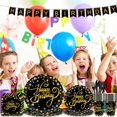 thumbnail image 5 of Yuarrent Negro Celebre con estilo usando platos de vajilla desechables para fiestas de cumpleaños Disfrute de la fiesta Kits de decoración para fiestas, 5 of 5