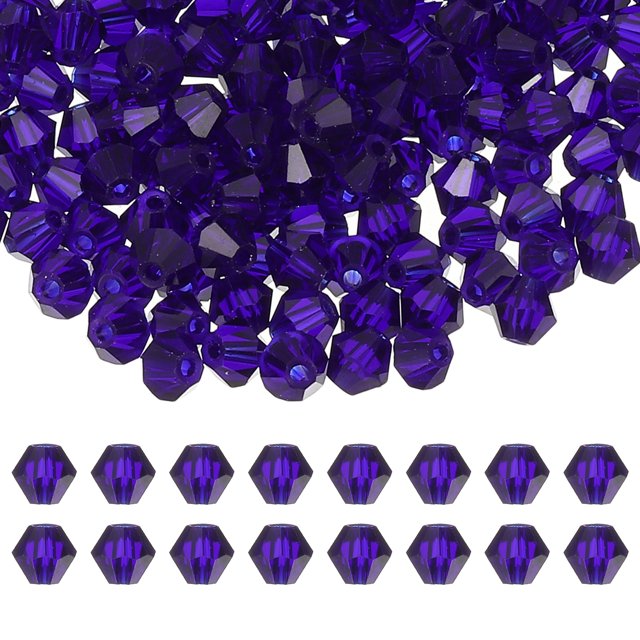 Uxcell cuentas de cristal en forma de bicono de 3 mm, 600 piezas de cuentas facetadas de vidrio para hacer joyas, azul