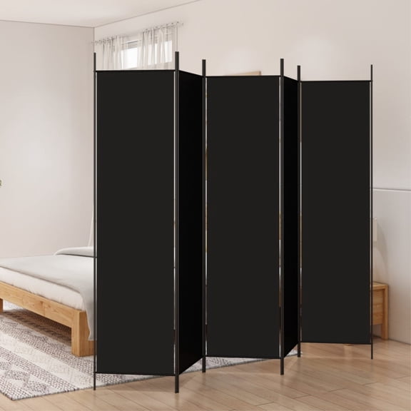 Casafoyer 5-Panel Room Divider Black 98.4"x78.7" Fabric
