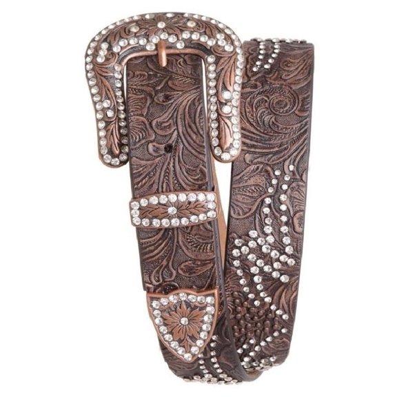 Nomad Creek Embossed Rhinestone Leather Belt