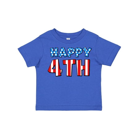 

Inktastic Happy 4th- Fourth of July Flag Gift Toddler Boy or Toddler Girl T-Shirt