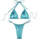 thumbnail image 1 of Conjunto de 2 piezas de microbikini con bloques de color para mujer Azul metálico XS Azul metálico XS Xishao ropa, 1 of 2