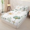 thumbnail image 2 of Erosebridal Sage Flower Pattern Zipper Full Size Comforter Sets with Fitted Sheet and 2 Pillowcases,Simple Twig Leaf Print Zipper Bedding Set,Green Beige,Reversible, 2 of 6