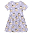 thumbnail image 4 of joogoo Cartoon French Bulldog Girls' Short Sleeve Dress Kids Dresses 5-6T, 4 of 8