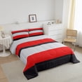 thumbnail image 3 of Erosebridal Geometric Stripes Comforter Sets Queen Size,Grey Red Bedding Queen Comforter Set,Abstract Artwork Bedding Sets Queen with Comforter,Breathable Lines Room Decoration,Reversible,3 Pieces, 3 of 8