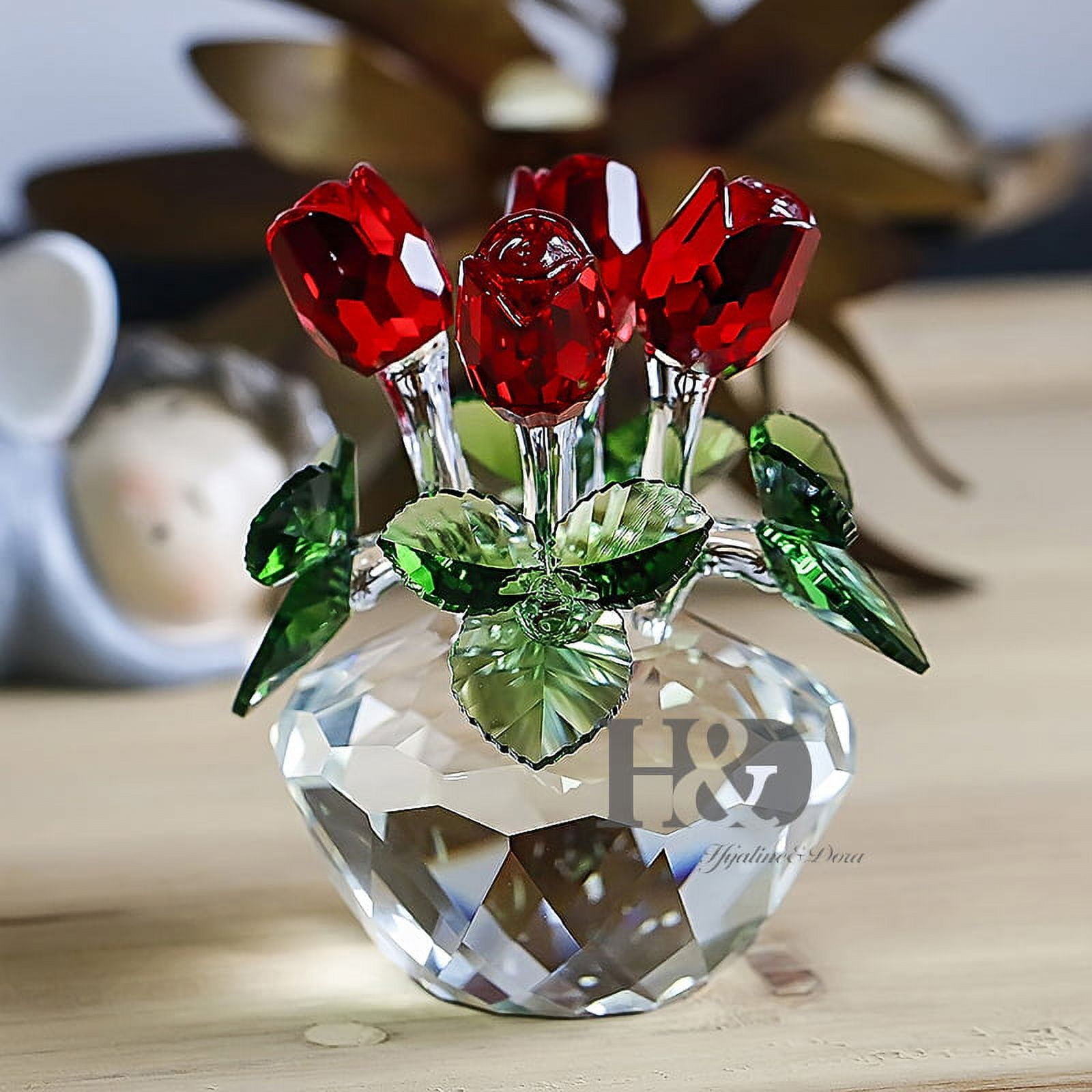 Garneck 1 Set Ornaments Decor for Home Flower Boxes for Bouquets Bouquet  Boxes Crystal Flower Red Ornament Clear Vase Table Decor Rose and Vase  Office