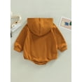 thumbnail image 4 of Bagilaanoe Newborn Baby Girl Boy Oversized Rompers Long Sleeve Hooded Bodysuits 3M 6M 12M 18M Infant Casual One Piece Short Jumpsuit, 4 of 8