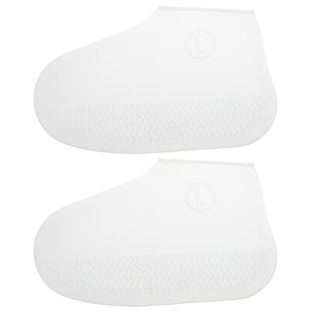 EeaseMX 1 par de protectores de zapatos impermeables de silicona, fundas duraderas para exteriores, talla L, color blanco