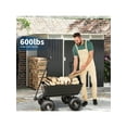 thumbnail image 3 of Black Poly Dump Cart, 4 Cu.Ft. Heavy Duty 600 LBS Garden Cart, 10" No-Flat Tires & 180° Rotating Handle, Rust-Proof Polyethylene Yard Dump Wagon For Yard, Landscaping, Gardening, Quick Release, 3 of 7