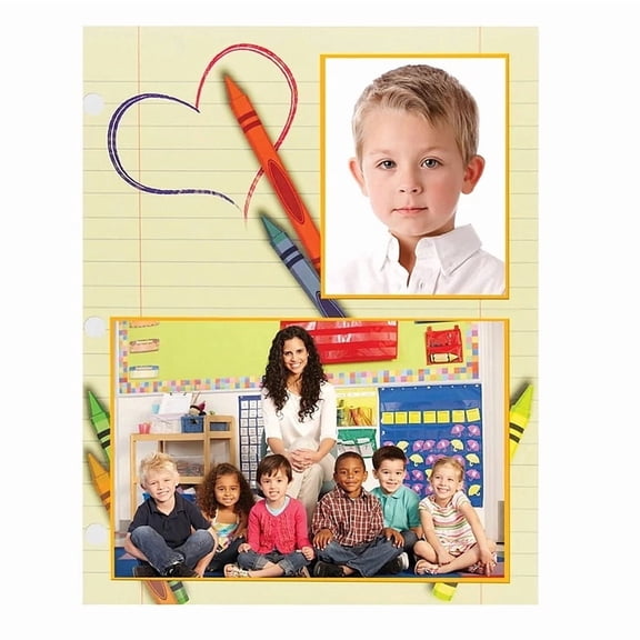 (10 pack) CRAYON Portrait Class 7x5 3one-half inchx5 MEMORYMATE cardstock double photo frame sold in 10 s - 5x7