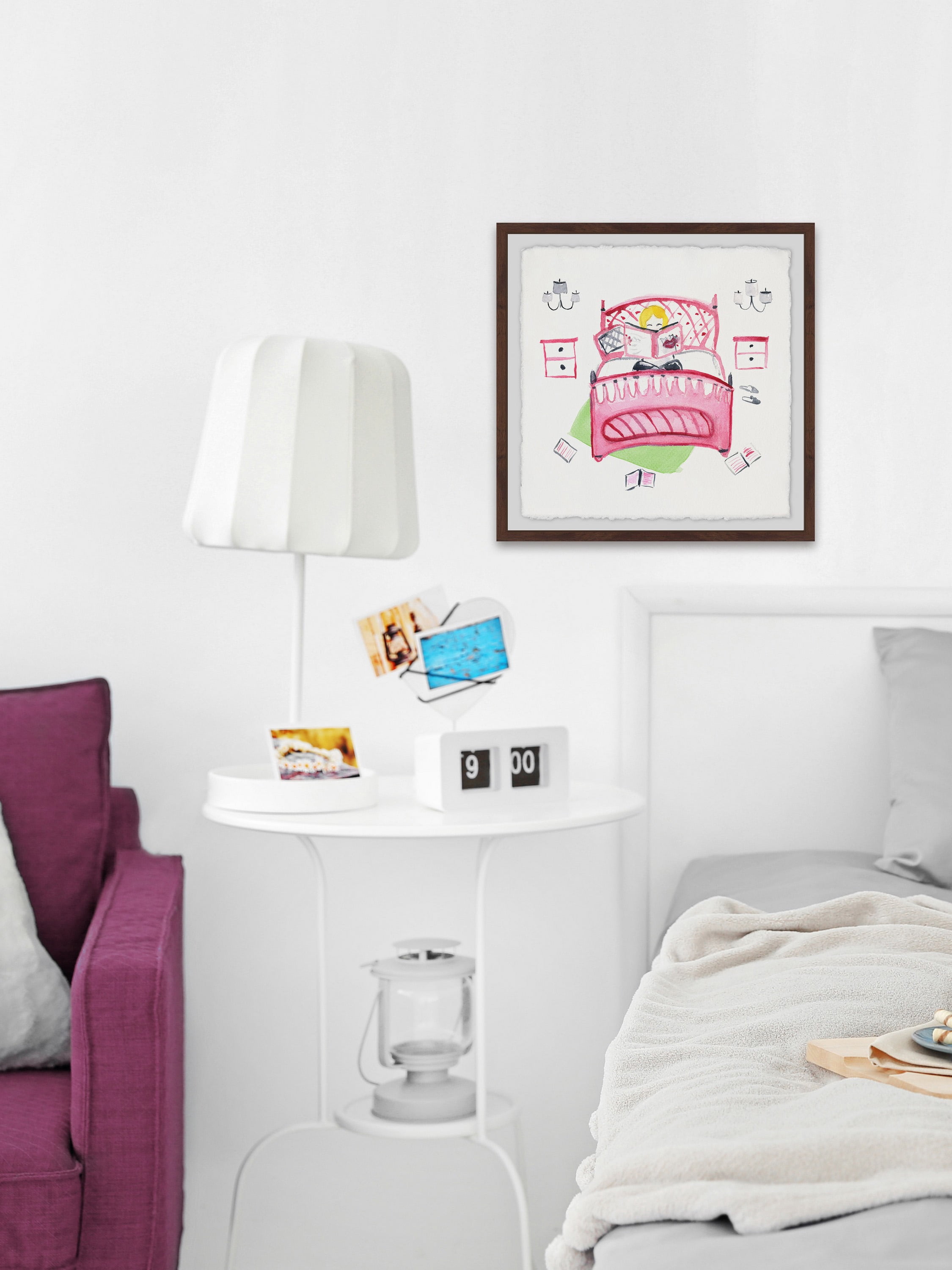 Crazy Pink Bed Framed Painting Print