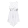 thumbnail image 2 of inhzoy Kids Girls Lyrical Dance Dress Sequins Mesh Ballet Dancewear Leotard Dress White 6, 2 of 6