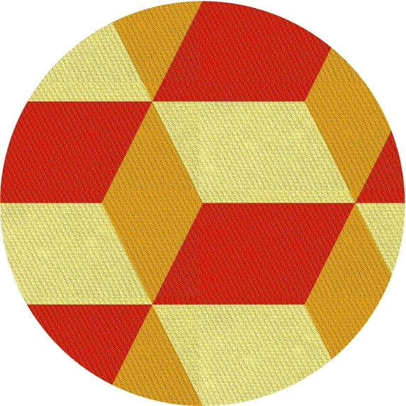 Ahgly Company Machine Washable Indoor Round Transitional Bold Yellow Area Rugs, 8' Round