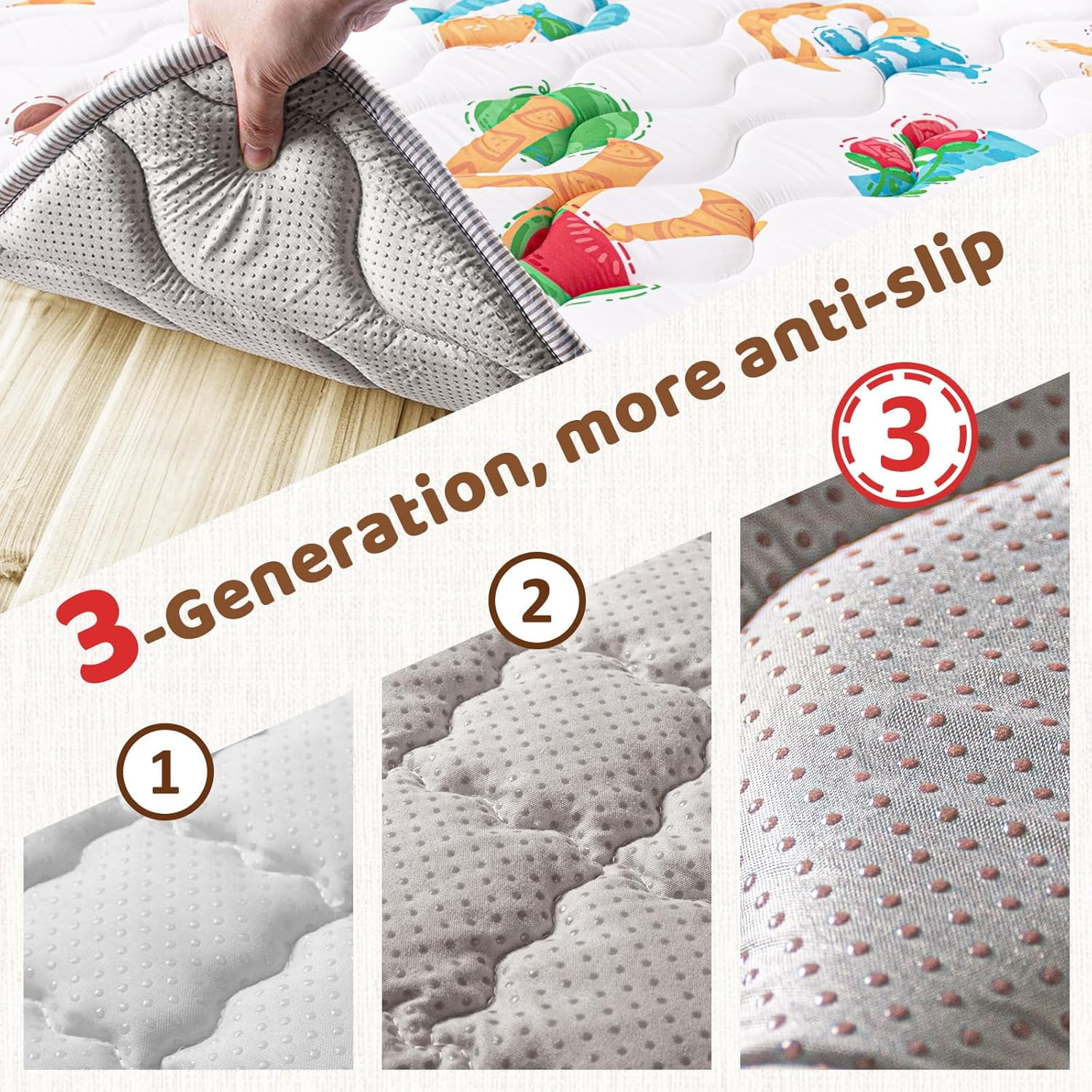 Beavtaens Baby Play Mat for Floor, Foam 50"x50"x1" Playpen Mat, Thickened & Non-Slip, for Ages 0-4