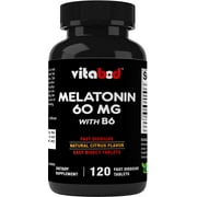 Vitabod Melatonin 60mg with B6 - 120 Fast Dissolve Tablets - Drug Free - Natural Citrus Flavor - Vegetarian, Non-GMO, Gluten Free