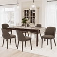 thumbnail image 1 of Sillas de comedor COLAMY, 6 unidades, tapizadas en piel, color marrón oscuro, 1 of 5