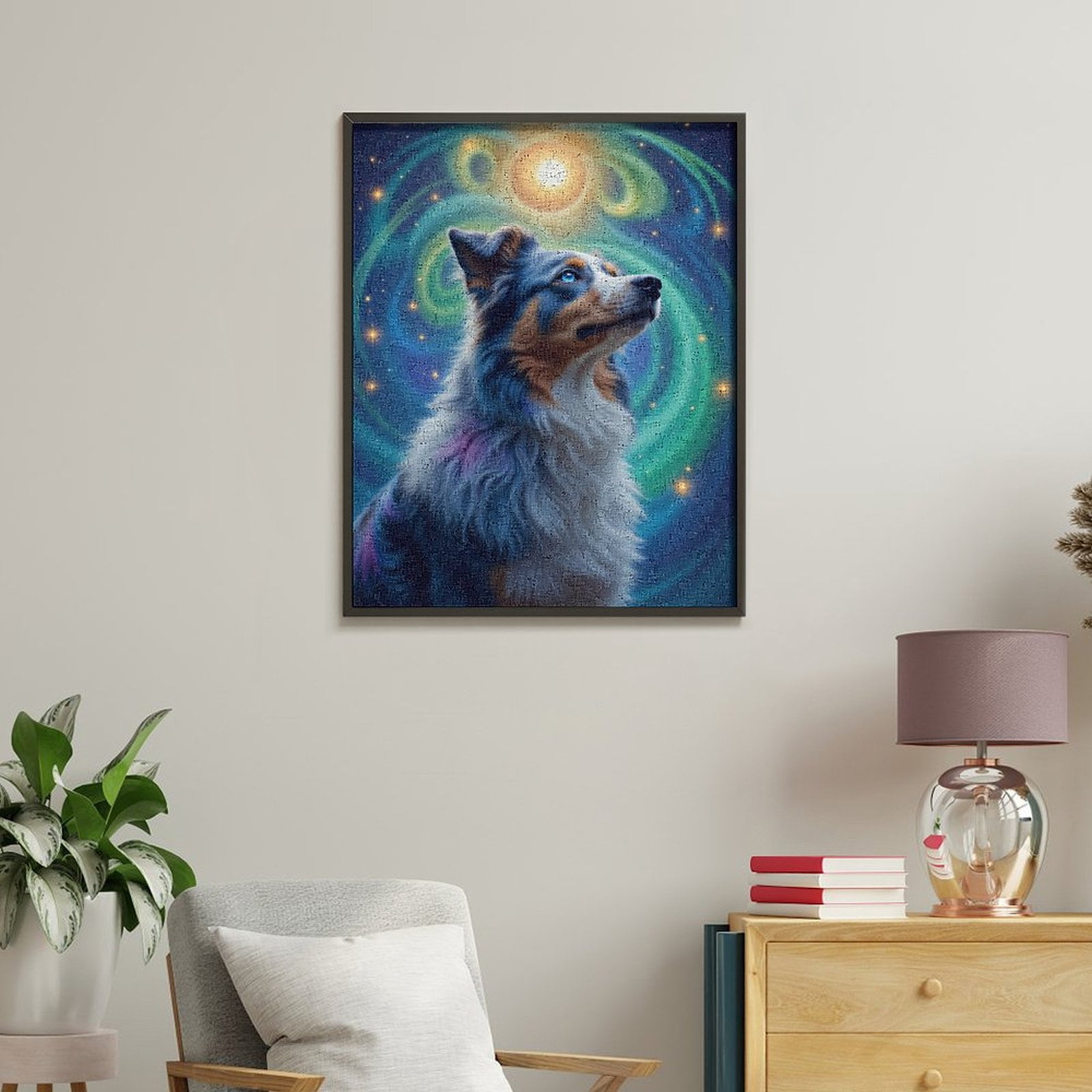 Paint By Numbers Kit for Adults Beginner - DIY Mystical Cosmic Dog Art Scene Canvas Painting Kits for Adults, Frameless Paint By Number for Adults for Home Wall Decor 16x20 Inch