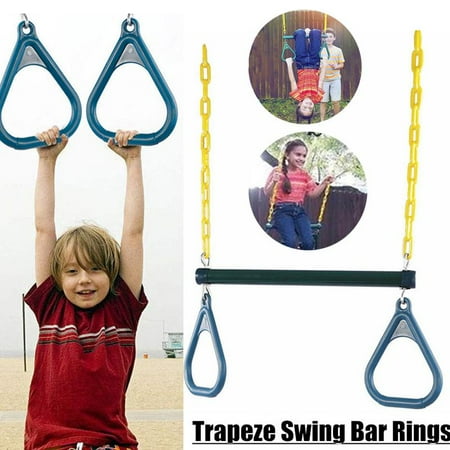 Backyard Monkey Bars - Greensen Trapeze Swing Bar Rings Chain Set Accessories Outdoor Toy Gift for Playground Backyard Gym
