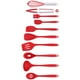 thumbnail image 4 of Juego de 10 utensilios de cocina de silicona, antiadherentes, espátula, cuchara, batidor de huevos, cepillo (rojo), 4 of 14