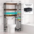 thumbnail image 3 of Over The Toilet Storage with 2 Drawers - 7 Tier Bathroom Organizer with Adjustable Shelf, Freestanding Space Saver Storage Rack Above Toilet Stand with 4 Hooks for, Restroom, Laundry, Rustic Brown, 3 of 8