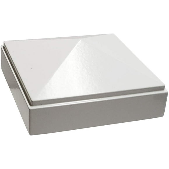 3" x 3" Aluminium Pyramide Post Cap pour les Poteaux Métalliques - Ajustement à Pression - Blanc