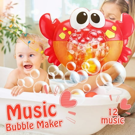 Red Plastic Tub Bath Shower Crab Bubble Machine Music Blower Maker Kid Baby