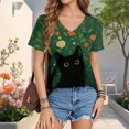 thumbnail image 4 of Yopmin Cat T Shirts for Women V Neck Loose Summer T Shirts Fashion Basic Tops Short Sleeve for Travel Dating Commuting, 4 of 6