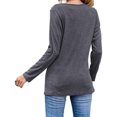 thumbnail image 3 of Blusa Estampado Cuello Redondo Dobladillo Irregular Botón Manga Larga Tops De Moda Para Mujer Gris Oscuro M, 3 of 5