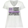 thumbnail image 3 of Inktastic Epilepsy Awareness Purple Ribbons and Flag Women's Plus Size V-Neck T-Shirt, 3 of 5